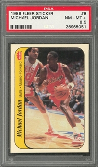 1986/87 Fleer Sticker #8 Michael Jordan Rookie Card – PSA NM-MT+ 8.5